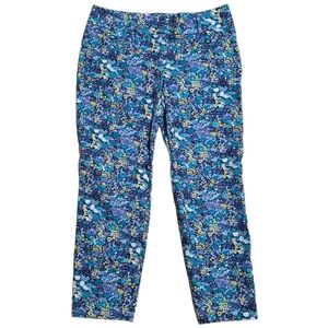 LOFT Marisa Floral‎ Print Riviera Pants Women Size 4 Blue Yellow Cropped